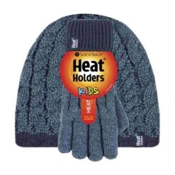 Boys Kids Cable Knit Warm Fleece Lined Thermal Winter Hat And Gloves Set -Outdoor Sporting Goods k02a62fcdfd270d09f6d5ad1e691562d3