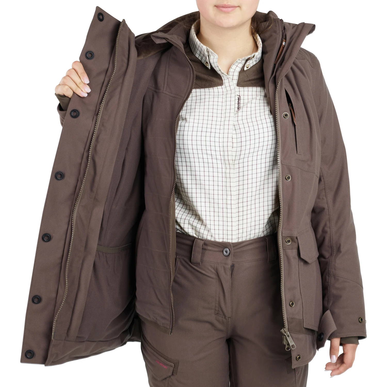 HUNTING WOMEN’S 3-IN-1 WARM WATERPROOF JACKET 500 - BROWN 5 HUNTING WOMEN’S 3-IN-1 WARM WATERPROOF JACKET 500 - BROWN - Image 3