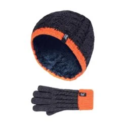 Boys Kids Cable Knit Warm Fleece Lined Thermal Winter Hat And Gloves Set -Outdoor Sporting Goods k0aa23dd02d16b719f8784bd955ec6fef