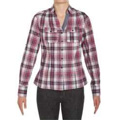 Sentier Women's Long-Sleeved Horse Riding Shirt - Pink And White Checks -Outdoor Sporting Goods k0dac616c0d29d13ebffeccd5486f81ad