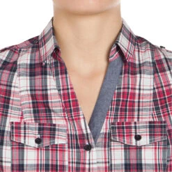 Sentier Women's Long-Sleeved Horse Riding Shirt - Pink And White Checks -Outdoor Sporting Goods k284cce54ac3356b2f2bffdfd61d0ba3b