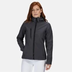 Regatta Womens/Ladies Venturer Hooded Soft Shell Jacket (Black) 38 Regatta Womens/Ladies Venturer Hooded Soft Shell Jacket (Black) -Outdoor Sporting Goods k28992fcea543efbd9f5dfc0aa5169b09