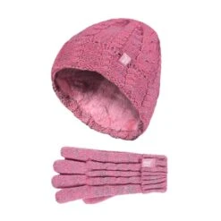 Kids Girls Cable Knitted Warm Fleece Lined Winter Hat And Gloves Set With Bobble -Outdoor Sporting Goods k2a4e0c8f4713b21c60f29f4693dc8848