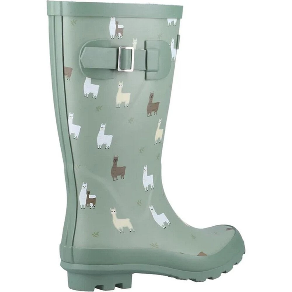 Cotswold Childrens/Kids Farmyard Alpaca Wellington Boots (Green) 4 Cotswold Childrens/Kids Farmyard Alpaca Wellington Boots (Green) - Image 2