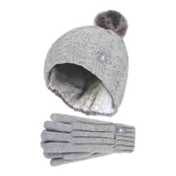 Girls Bobble Pom Pom Thermal Hat And Gloves Set -Outdoor Sporting Goods k495c33adf16a0ec6588cfc93acb71ab7