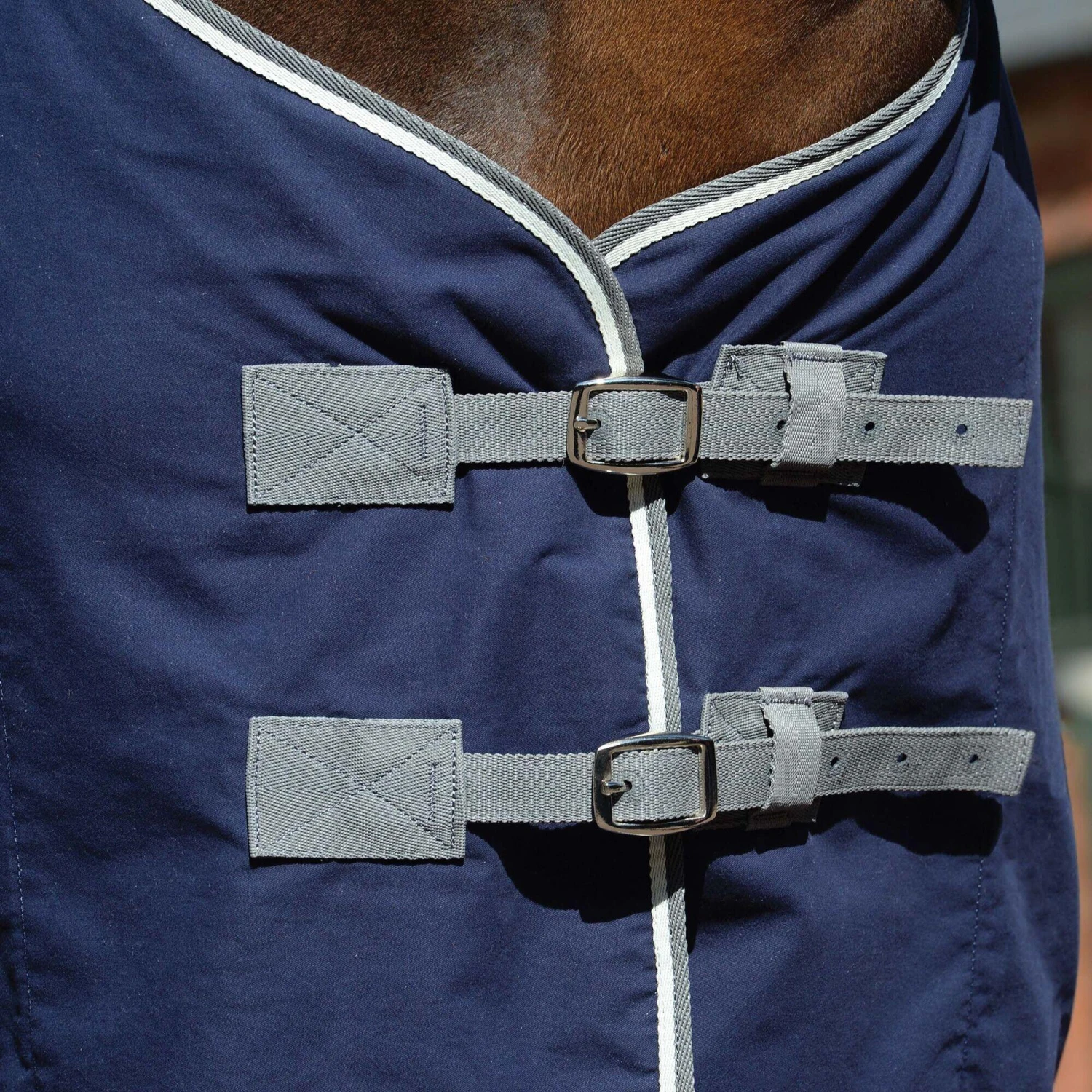 Weatherbeeta StandardNeck Cotton Horse Exercise Sheet (Dark Blue/Grey/White) 4 Weatherbeeta StandardNeck Cotton Horse Exercise Sheet (Dark Blue/Grey/White) - Image 2