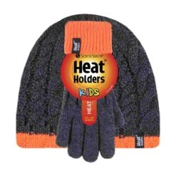 Boys Kids Cable Knit Warm Fleece Lined Thermal Winter Hat And Gloves Set -Outdoor Sporting Goods k5610bf0f221d72f1348a24ea9a9531ab