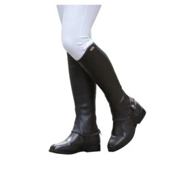 Saxon Childrens/Kids Equileather Half Chaps (Black) -Outdoor Sporting Goods k60b830fbaaeb42c1693bf99e76bbf570