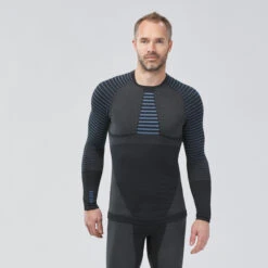 WEDZE Men’s Seamless Ski Base Layer Top BL 980 – Blue/Grey -Outdoor Sporting Goods k67871753f7d9314e96f5c524f0d42b2f
