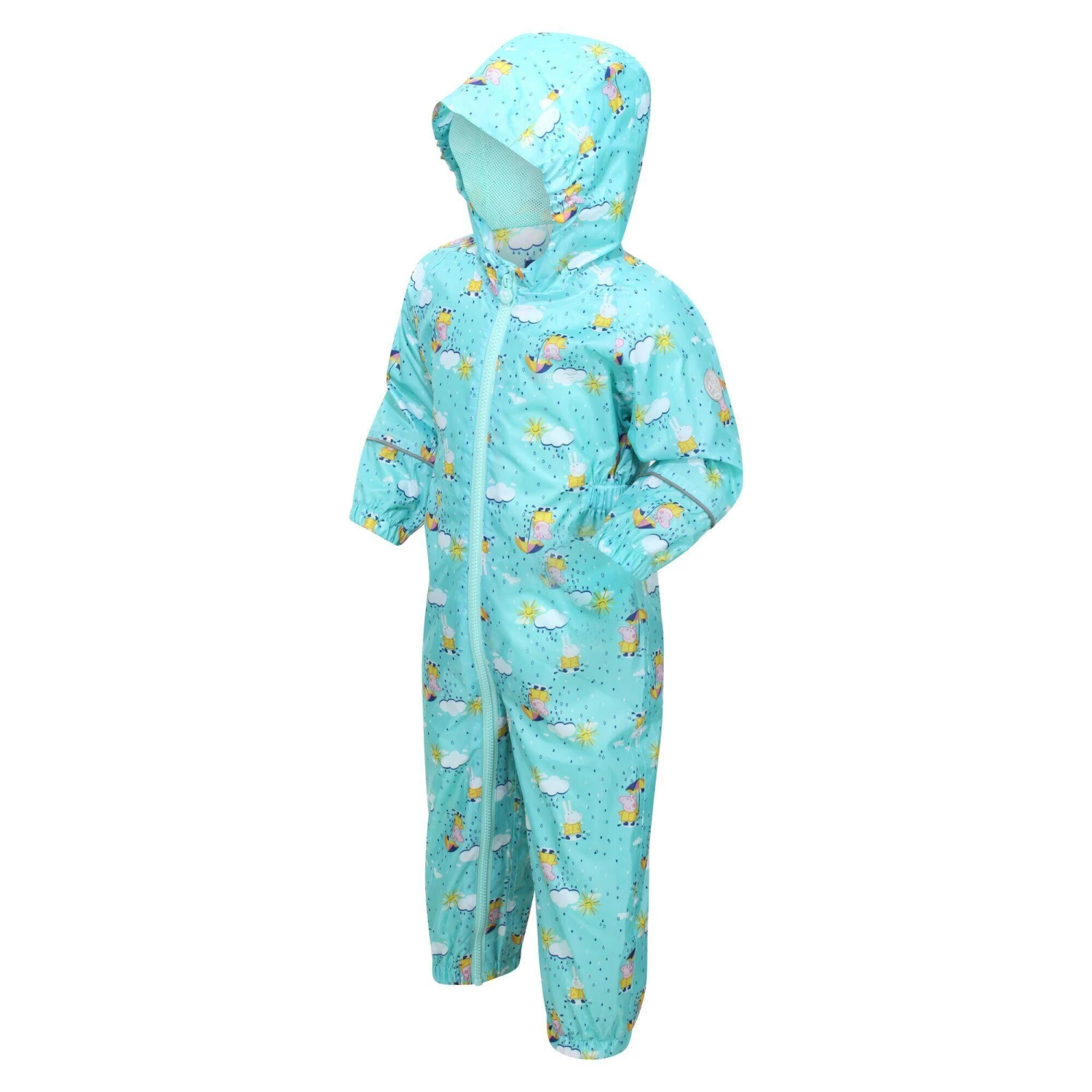 Regatta Childrens/Kids Pobble Peppa Pig Clouds Waterproof Puddle Suit (Aruba Blue) 5 Regatta Childrens/Kids Pobble Peppa Pig Clouds Waterproof Puddle Suit (Aruba Blue) - Image 3