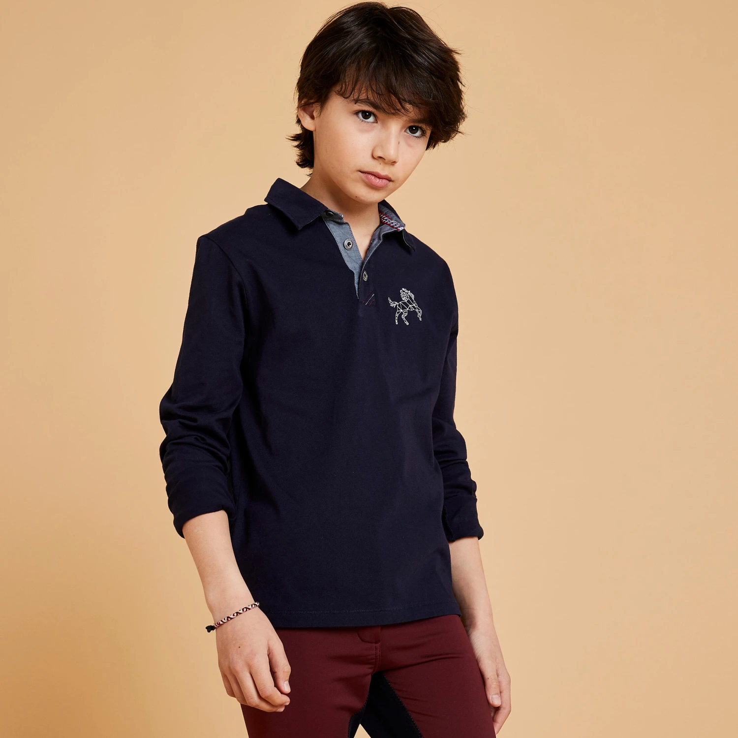 Boys' Horse Riding Long-Sleeved Polo 100 5 Boys' Horse Riding Long-Sleeved Polo 100 - Image 3