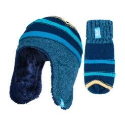 Childrens Winter Warm Fleece Lined Thermal Hat And Mittens Set With Ear Flaps -Outdoor Sporting Goods k90d0bef7c15b137e4cc81217f00b0070