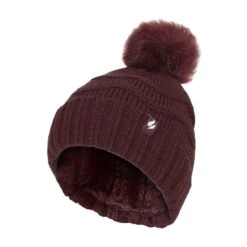 Ladies Winter Zigzag Patterned Fur Cuff Bobble Thermal Hat -Outdoor Sporting Goods k9e462dcf313126a754c19e1443eb09ac
