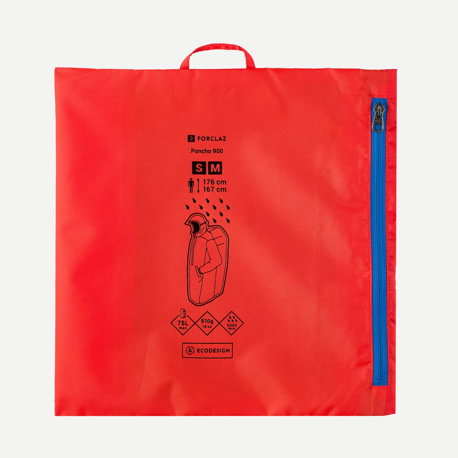 Quechua Hiking Rain Poncho - MT900 - 75L - Red 8 Quechua Hiking Rain Poncho - MT900 - 75L - Red - Image 6