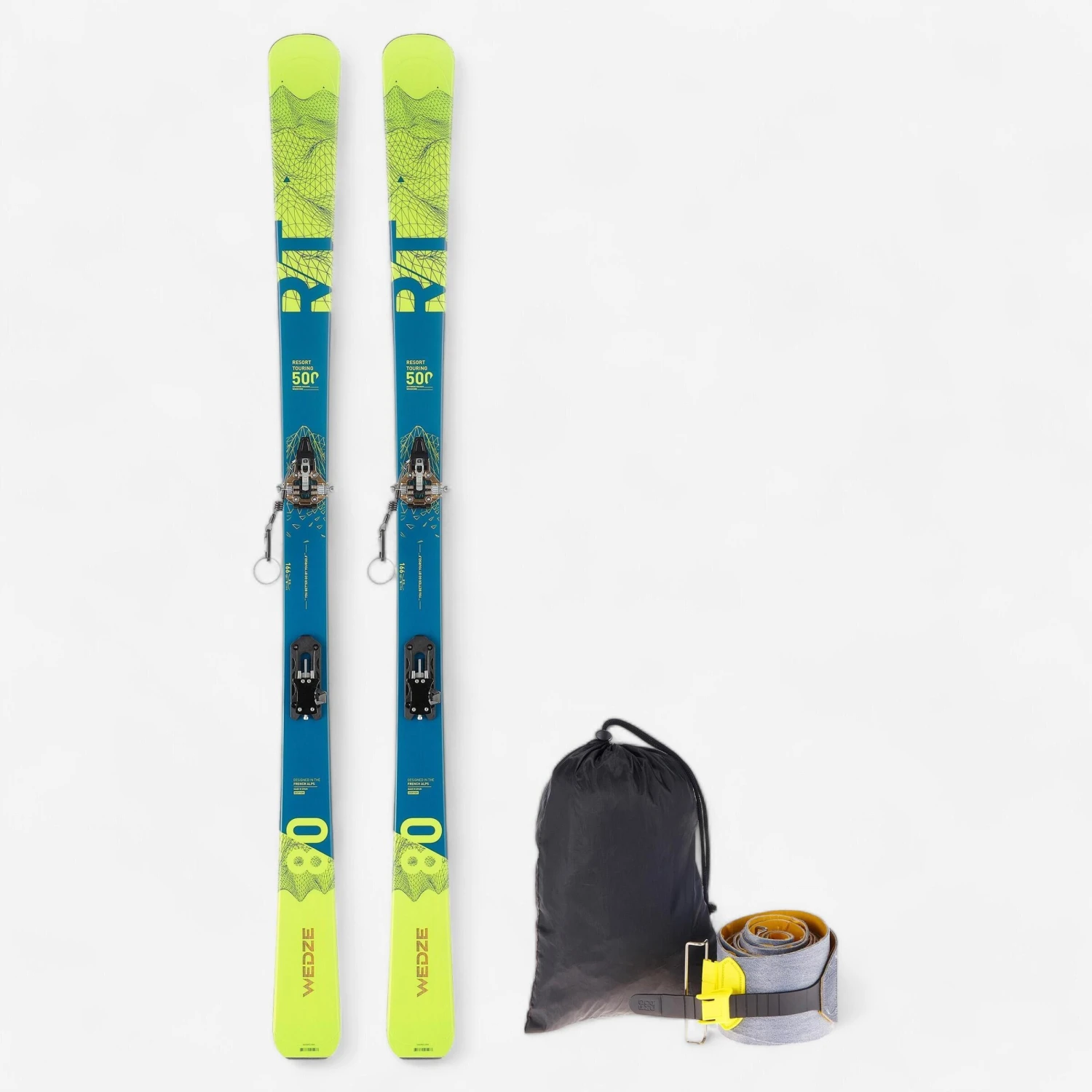 WEDZE Ski Touring Skis + Bindings + Ski Skins Pack 3 WEDZE Ski Touring Skis + Bindings + Ski Skins Pack