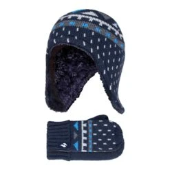 Boys Outdoor Faux Fur Pom Pom Hat With Ear Flaps & Mittens Gloves -Outdoor Sporting Goods kd5ec7138b8935a4ef6eb926fd382eb80