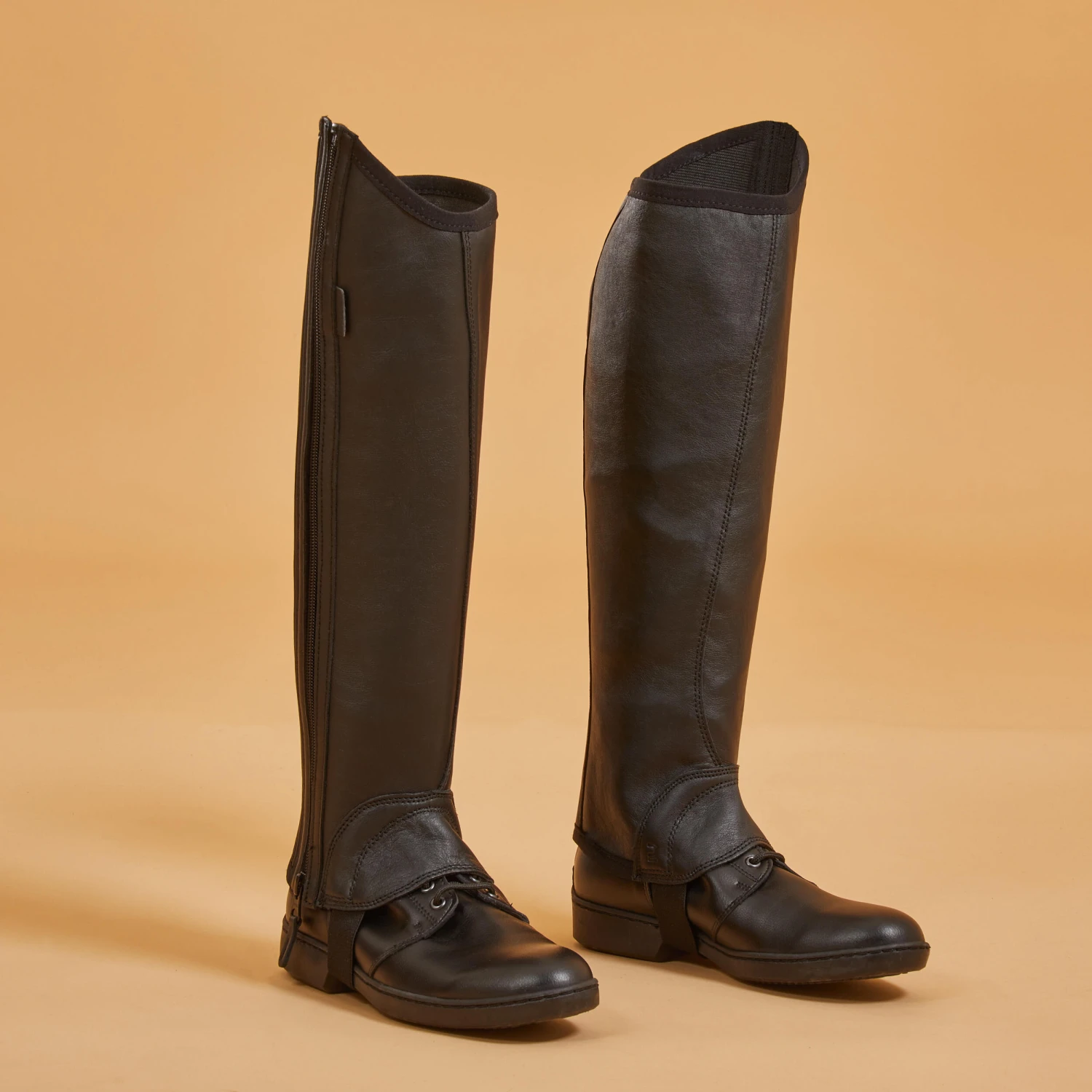 Adult Horse Riding Leather Half-Chaps With Gusset 5 Adult Horse Riding Leather Half-Chaps With Gusset - Image 3