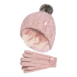 Girls Bobble Pom Pom Thermal Hat And Gloves Set -Outdoor Sporting Goods kf4749b20056d1c1ff5cb7769bf747bb6